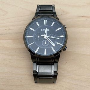 Fossil Men’s Large Navy Faced Silver Men’s Watch